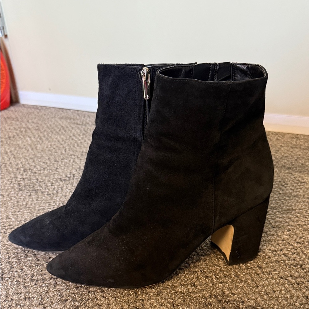 Sam Edelman size 11 Black Suede Heeled Ankle Boots
